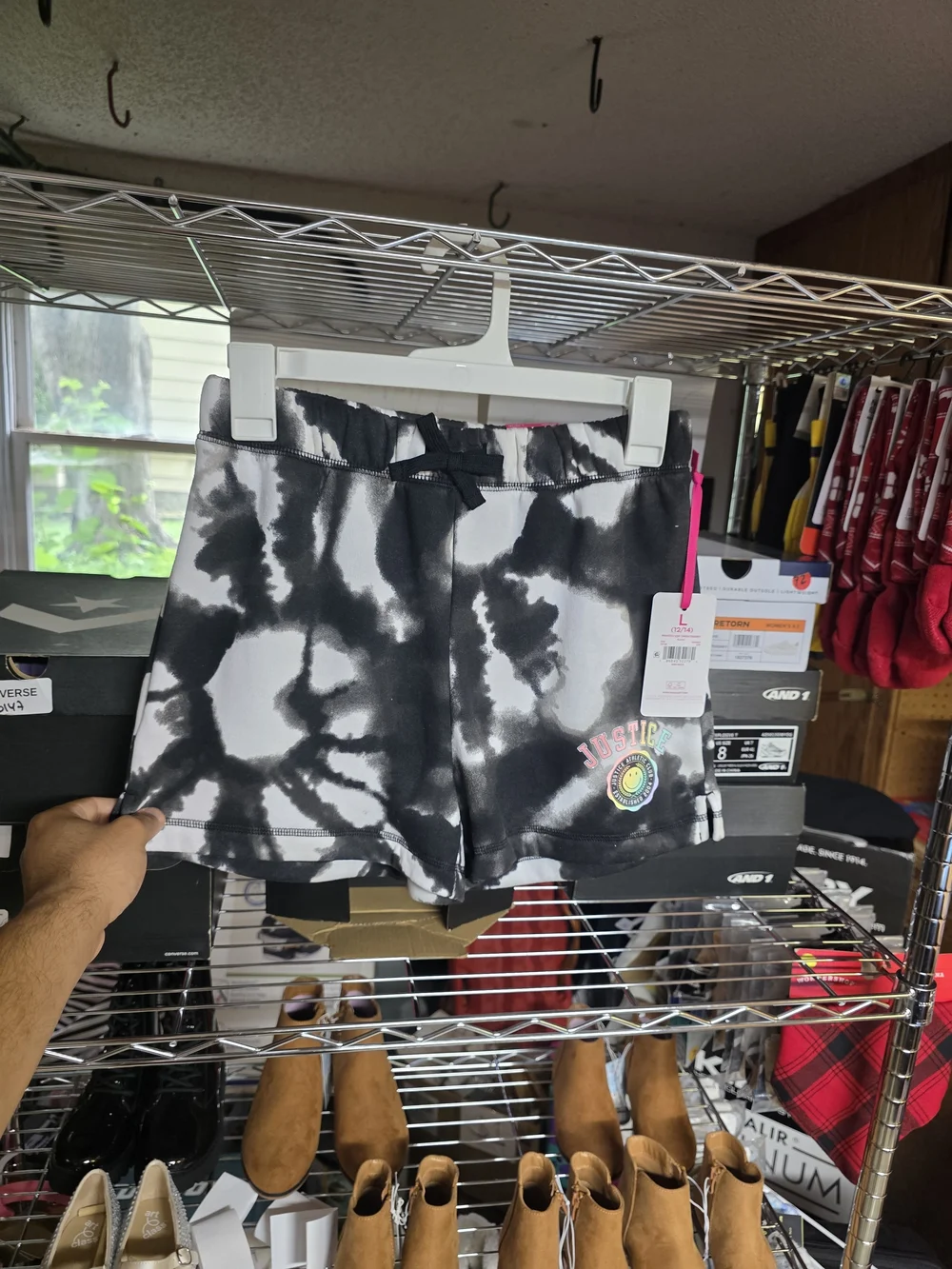 Justice Black & White Tie-Dye Active Girls' Shorts